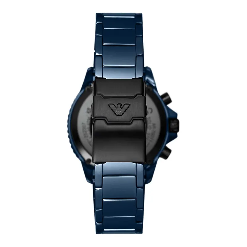 Emporio Armani World Explorer Blue Dial Ceramic Men's Watch- AR70009